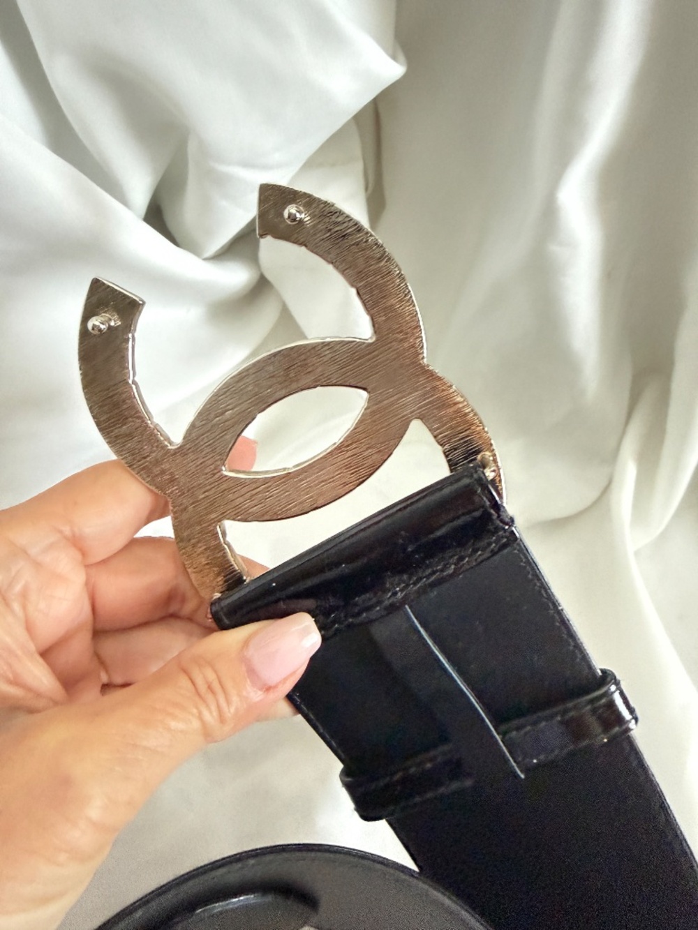 CHANLE Patent Leather CC Wide Waist Belt 90/36 - Picture 5 of 8